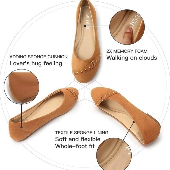 NWT MUSSHOE Round Toe Comfortable Slip On Women Flats - Picture 3 of 11